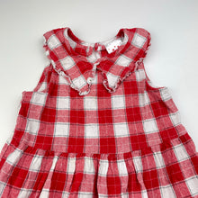 Load image into Gallery viewer, Girls B&amp;L, red &amp; white checked cotton dress, GUC, size 1, L: 45cm