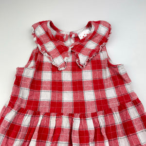 Girls B&L, red & white checked cotton dress, GUC, size 1, L: 45cm