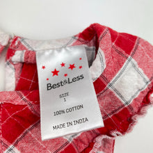 Load image into Gallery viewer, Girls B&amp;L, red &amp; white checked cotton dress, GUC, size 1, L: 45cm