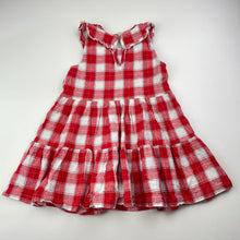 Load image into Gallery viewer, Girls B&amp;L, red &amp; white checked cotton dress, GUC, size 1, L: 45cm