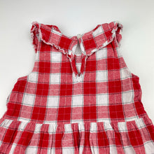 Load image into Gallery viewer, Girls B&amp;L, red &amp; white checked cotton dress, GUC, size 1, L: 45cm