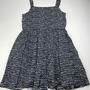 Girls Anko, navy & white viscose summer dress, EUC, size 10, L: 74cm