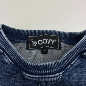 Boys OOVY, knit denim long sleeve top, shark, light wear on cuffs, FUC, size 3,  