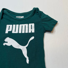 Load image into Gallery viewer, Unisex Puma, green cotton bodysuit / romper, EUC, size 00,  