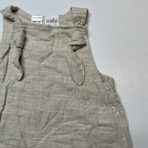Unisex Toshi, cotton / linen romper / shortalls, EUC, size 2,  