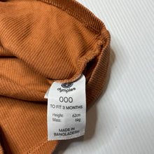 Load image into Gallery viewer, Unisex Dymples, organic cotton blend long sleeve top, GUC, size 000,  