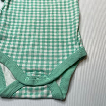 Load image into Gallery viewer, Unisex Baby Berry, green check cotton bodysuit / romper, GUC, size 000,  