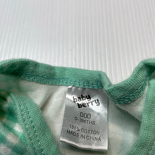 Load image into Gallery viewer, Unisex Baby Berry, green check cotton bodysuit / romper, GUC, size 000,  