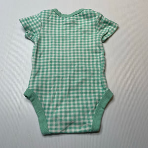 Unisex Baby Berry, green check cotton bodysuit / romper, GUC, size 000,  