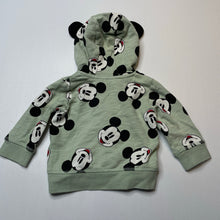 Load image into Gallery viewer, Boys H&amp;M, Disney Mickey Mouse organic cotton fleece lined zip hoodie sweater, GUC, size 0000-000,  