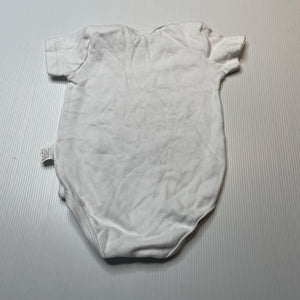Unisex white, cotton bodysuit / romper, EUC, size 00,  