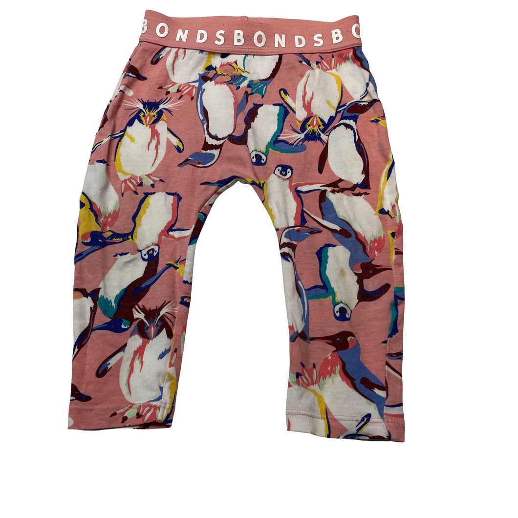 Girls Bonds, stretchy leggings, penguins, mark left knee, FUC, size 0,  