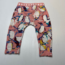 Load image into Gallery viewer, Girls Bonds, stretchy leggings, penguins, mark left knee, FUC, size 0,  