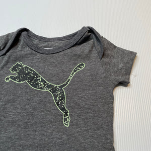 Unisex Puma, grey marle bodysuit / romper, EUC, size 00,  