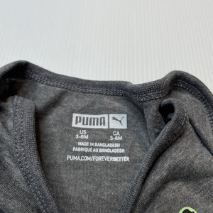 Unisex Puma, grey marle bodysuit / romper, EUC, size 00,  