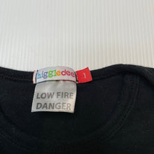 Load image into Gallery viewer, Unisex Higgledee, black cotton bodysuit / romper, GUC, size 1,  