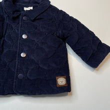 Load image into Gallery viewer, Unisex David Jones, wadded navy corduroy jacket, poppers, EUC, size 0,  
