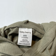 Load image into Gallery viewer, Boys Baby Berry, khaki cotton hooded tee / top, EUC, size 000,  