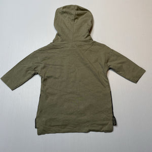 Boys Baby Berry, khaki cotton hooded tee / top, EUC, size 000,  