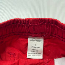 Load image into Gallery viewer, Boys Baby Berry, red stretch cotton shorts, elasticated, GUC, size 1,  