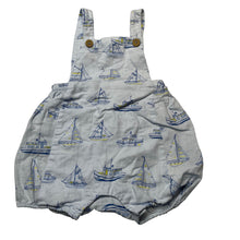 Load image into Gallery viewer, Boys purebaby, lightweight organic cotton / linen romper / shortalls, EUC, size 1,  
