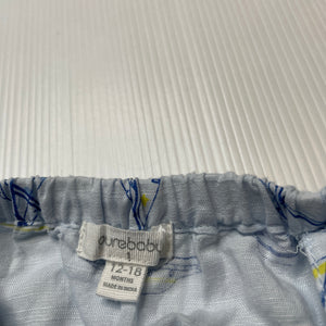 Boys purebaby, lightweight organic cotton / linen romper / shortalls, EUC, size 1,  
