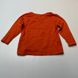 Girls Anko, orange cotton long sleeve tee / top, GUC, size 1,  