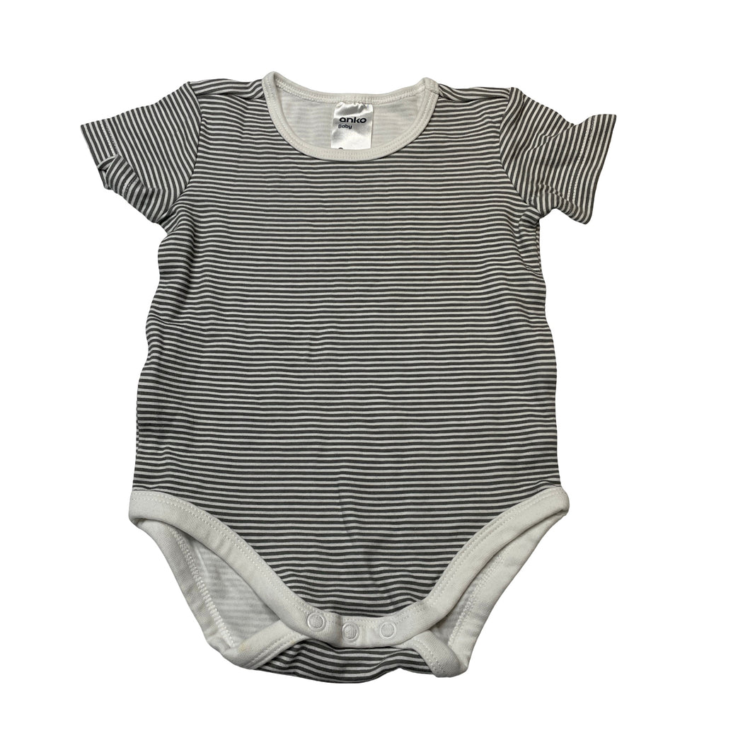 Unisex Anko, striped organic cotton bodysuit / romper, FUC, size 0,  