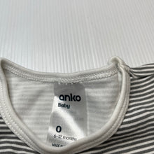 Load image into Gallery viewer, Unisex Anko, striped organic cotton bodysuit / romper, FUC, size 0,  