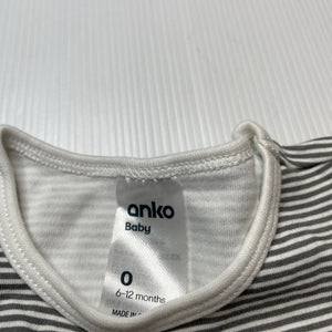 Unisex Anko, striped organic cotton bodysuit / romper, FUC, size 0,  