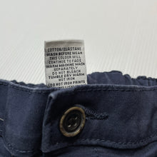 Load image into Gallery viewer, Boys Target, navy stretch cotton chino pants, adjustable, Inside leg: 26.5cm, GUC, size 1,  