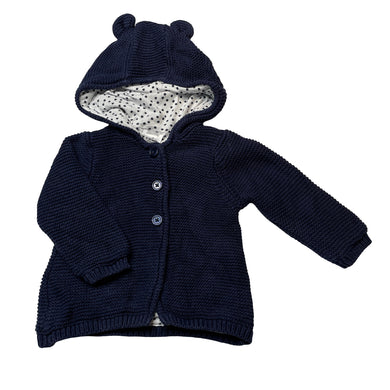 Unisex Target, lined navy cotton hooded cardigan, GUC, size 0,  