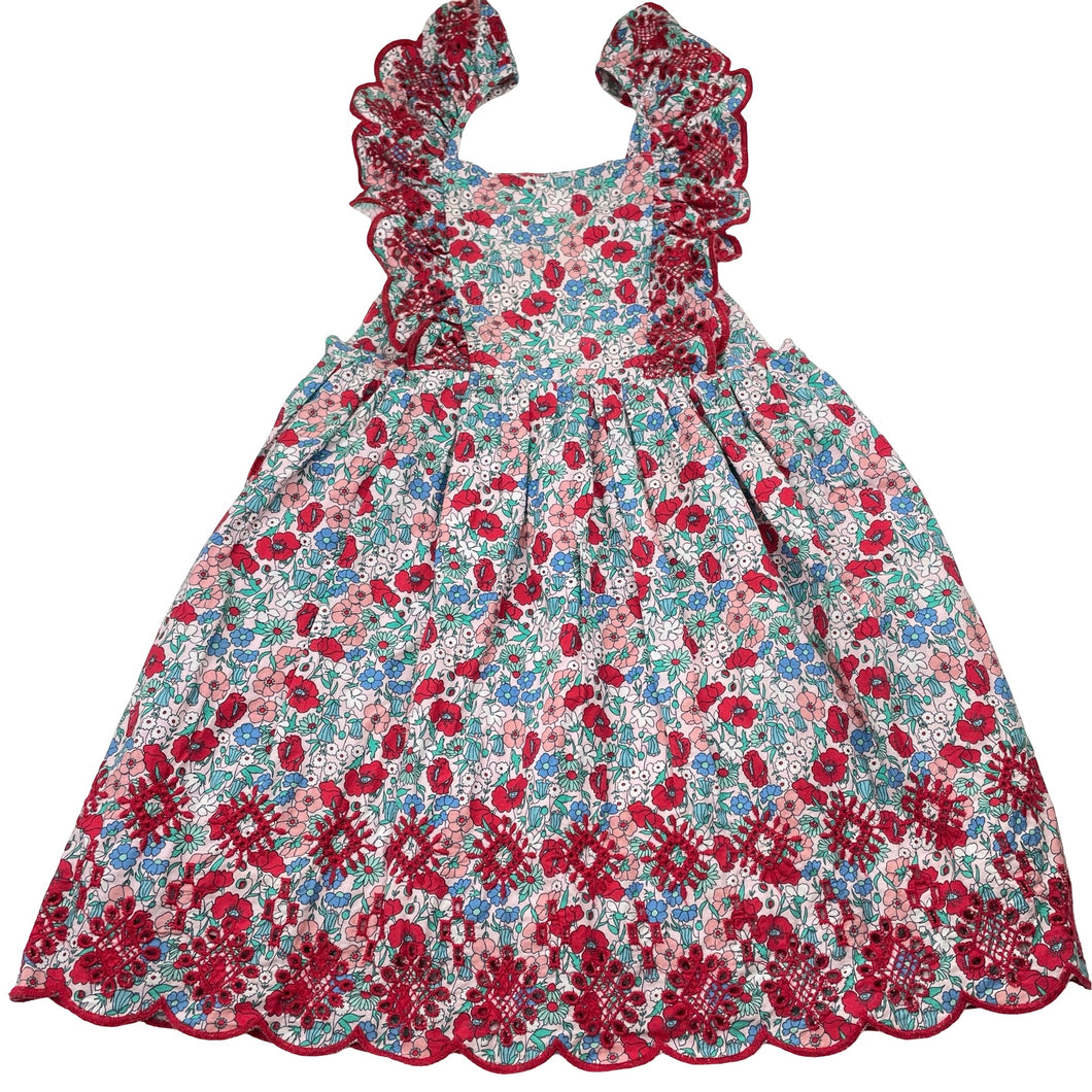 Girls Cotton On, lined floral cotton summer dress, GUC, size 6, L: 65cm