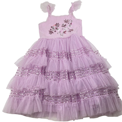 Girls KID, tulle & sequin party dress, mark on chest, FUC, size 4, L: 62cm