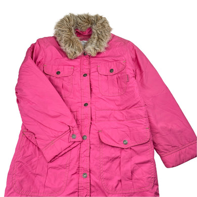 Girls Fred Bare, cotton lined jacket / coat, L: 68cm, detachable faux fur collar, GUC, size 7,  