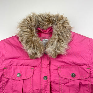 Girls Fred Bare, cotton lined jacket / coat, L: 68cm, detachable faux fur collar, GUC, size 7,  