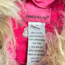 Load image into Gallery viewer, Girls Fred Bare, cotton lined jacket / coat, L: 68cm, detachable faux fur collar, GUC, size 7,  