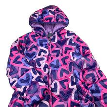 Load image into Gallery viewer, Girls FADED GLORY, colourful hooded jacket / coat, L: 55cm, EUC, size 7-8,  