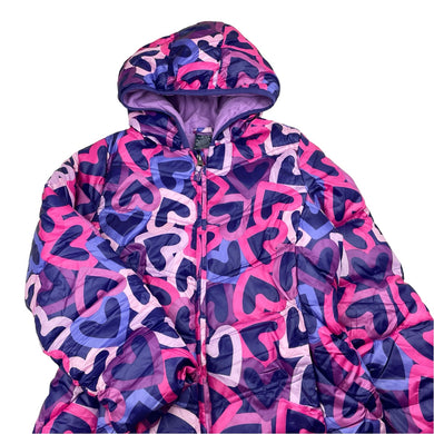 Girls FADED GLORY, colourful hooded jacket / coat, L: 55cm, EUC, size 7-8,  