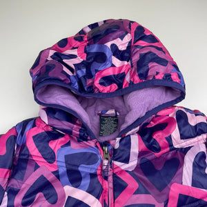 Girls FADED GLORY, colourful hooded jacket / coat, L: 55cm, EUC, size 7-8,  