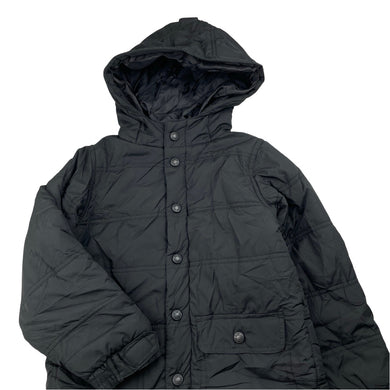 Boys Cotton On, black hooded puffer jacket / coat, EUC, size 7,  