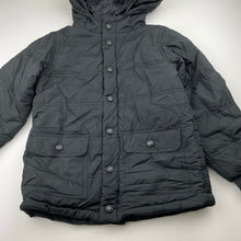 Load image into Gallery viewer, Boys Cotton On, black hooded puffer jacket / coat, EUC, size 7,  