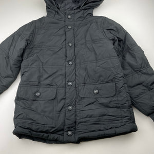 Boys Cotton On, black hooded puffer jacket / coat, EUC, size 7,  