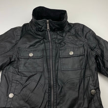 Load image into Gallery viewer, Boys Urban, black coated cotton jacket, small marks on front, FUC, size 5,  