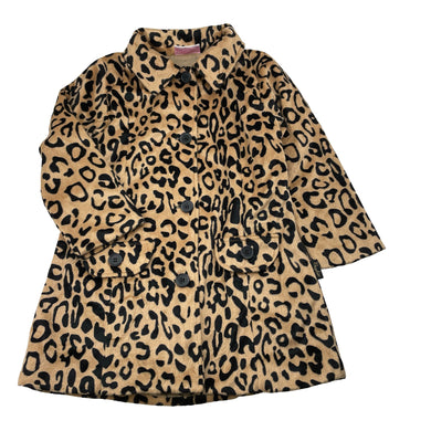 Girls Barbie, lined leopard print faux fur jacket / coat, L: 56cm, GUC, size 5,  