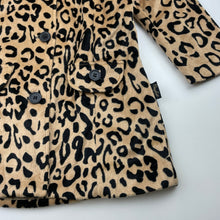 Load image into Gallery viewer, Girls Barbie, lined leopard print faux fur jacket / coat, L: 56cm, GUC, size 5,  