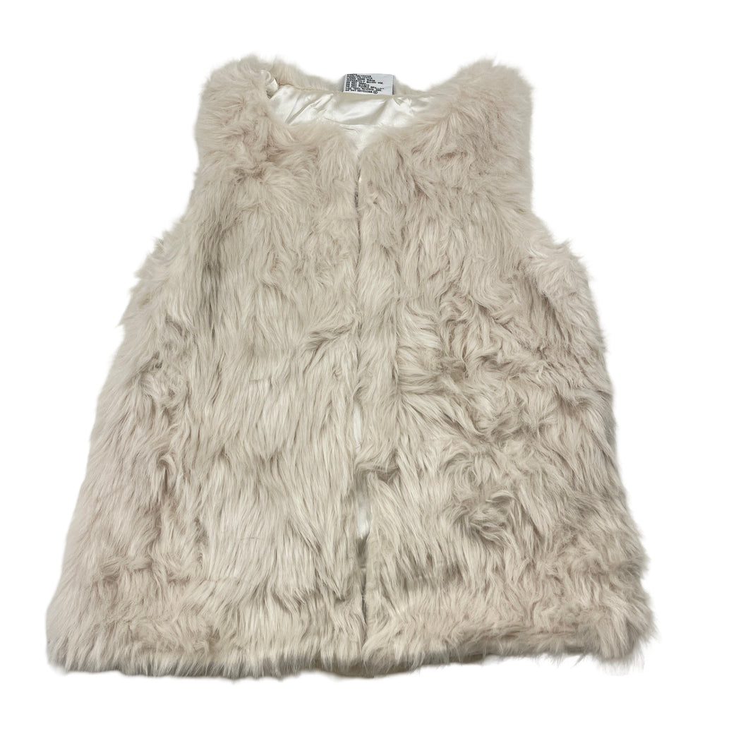 Girls Mango, lined faux fur vest, 3 hook fasten, EUC, size 10,  