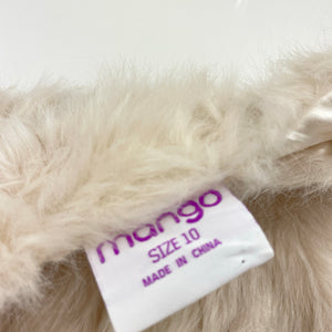 Girls Mango, lined faux fur vest, 3 hook fasten, EUC, size 10,  