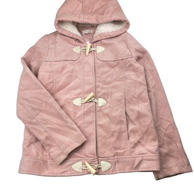Girls Pumpkin Patch, pink duffle coat / jacket, L: 53cm, marks back sleeves, FUC, size 11,  