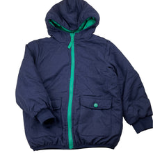Load image into Gallery viewer, Boys Lily &amp; Dan, reversible navy/green puffer jacket / coat, EUC, size 5,  